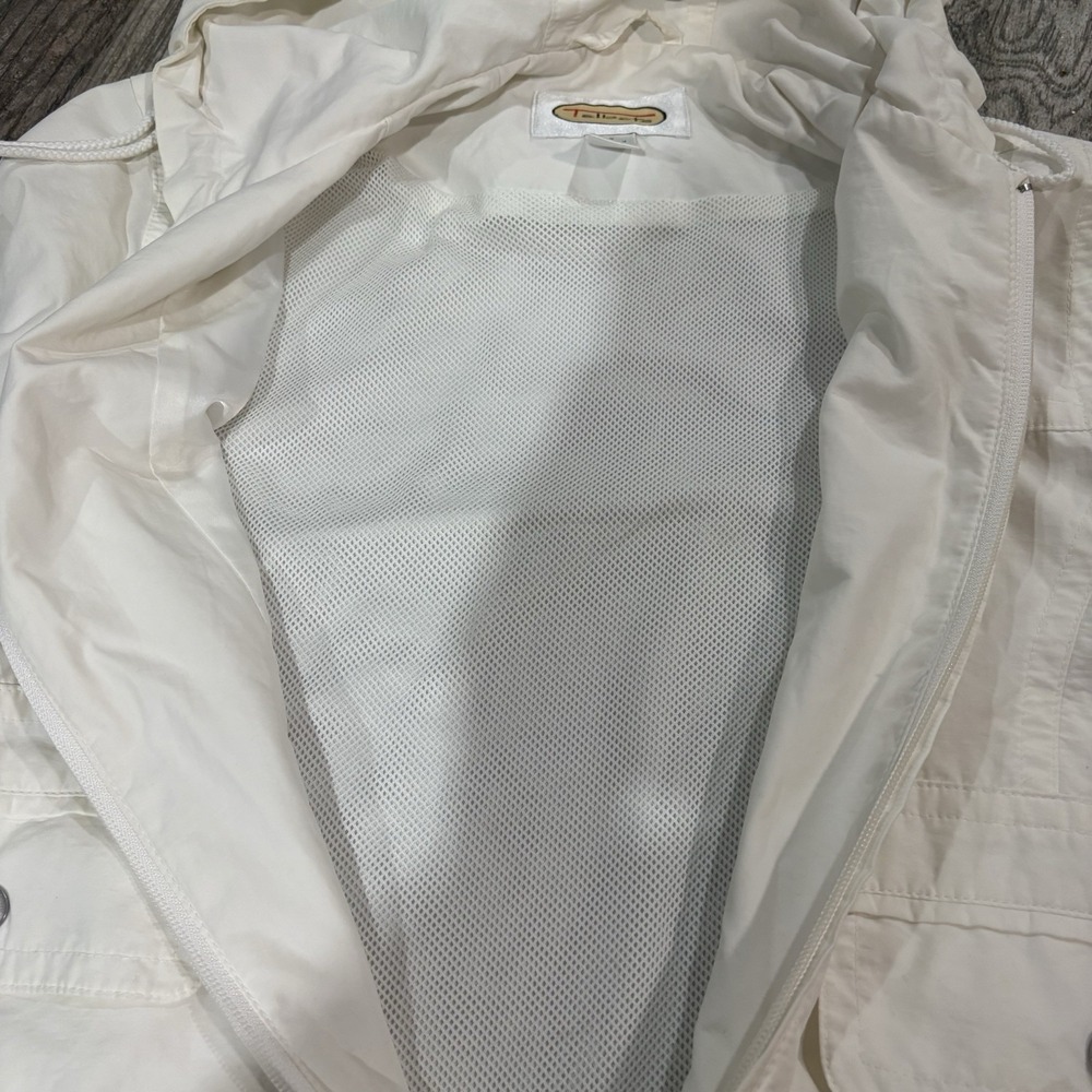 Talbots Womens White Hooded Windbreaker Jacket Mesh Lined Zip Up Size S Preppy - Picture 9 of 9